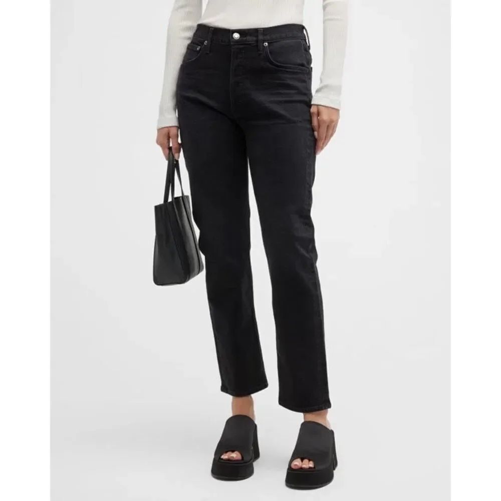 AGOLDE Riley Long High-Rise Slim Straight Jeans Size 32